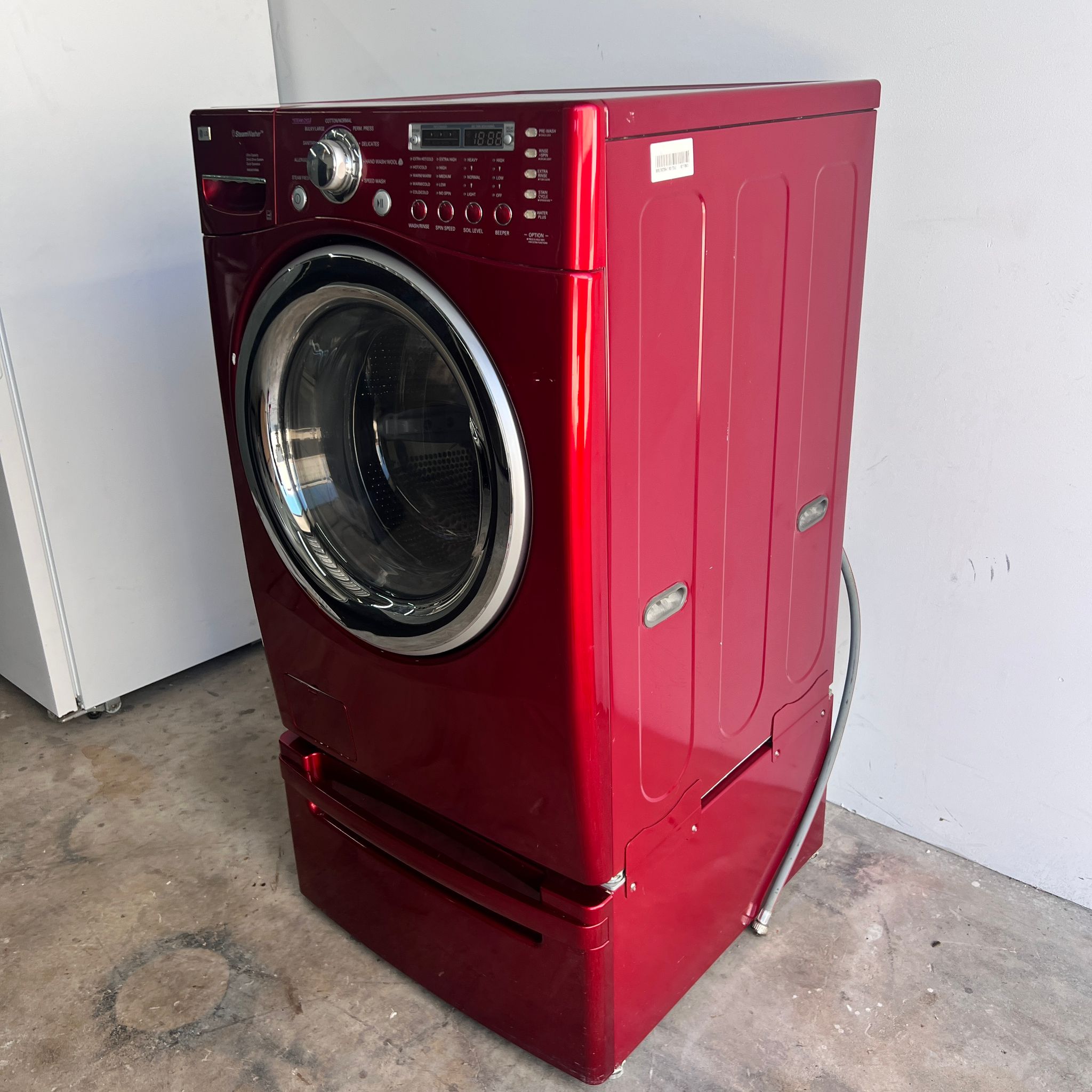 LG Washer Front Load - Red with Pedestal LG Washer Front Load - Red with Pedestal